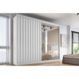 Guarda Roupa Casal 2 Portas De Correr (1 Ripada E 1 C- Espelho) E 4 Gavetas Atlanta Branco - Europa