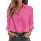 Blusa Feminina Hotouch, Elegante E Casual, Com Botões, Coral, Xxl