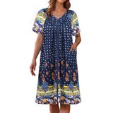House Robe Ekouaer Com Zíper E Manga Curta, Mandala Azul, Xxl, Feminina