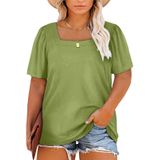 Blusa Feminina Eytino Plus Size, Gola Quadrada De Verão, 2x Verde