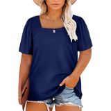 Blusa Feminina Eytino Plus Size Com Gola Quadrada E Manga Bufante Azul