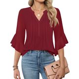 Blusa Akewei, Blusa De Trabalho De Outono Para Mulheres, Manga 3/4, Cor De Vinho