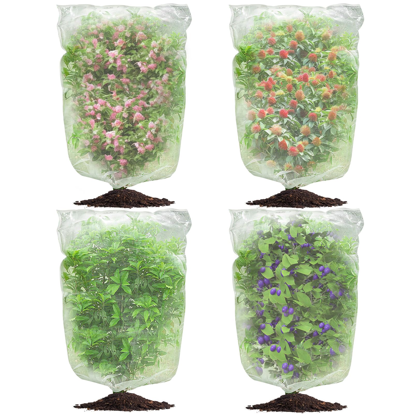 Barreira De Rede De Jardim Kxcoftxi 4 Unidades Com Zíper E Cordão