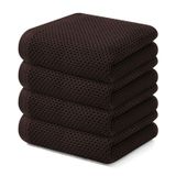 Toalhas De Cozinha Kitinjoy Waffle Weave 100% Algodão, Pacote Com 4 Unidades, Marrons