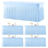 Toalha De Mesa Gogoparti Spandex Baby Blue Retangular De 6 Pés (pacote Com 4)