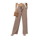Calças Largas Lepunuo, Cintura Alta, Trabalho, Business Casual