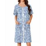 Roupão De Banho Feminino Ekouaer Curto Com Zíper E Leve S-3xl