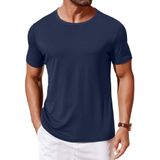 Camiseta Masculina Coofandy Premium De Manga Curta Com Gola Redonda Azul Marinho