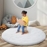 Tapete Area Junhejiamei Super Soft Circle Para Meninas Φ4 Branco