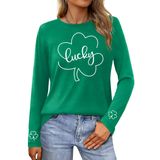 Camisa Feminina Pechar St Patricks Day Lucky Shamrock Green