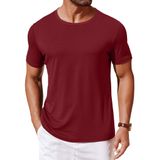 Camiseta Masculina Casual Slim Fit Coofandy, Manga Curta, Vinho Tinto