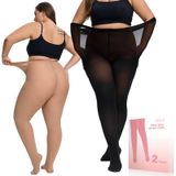 Meias Uislii Plus Size 80d, Semi Opacas, Cintura Alta, 6gg, 2 Pares