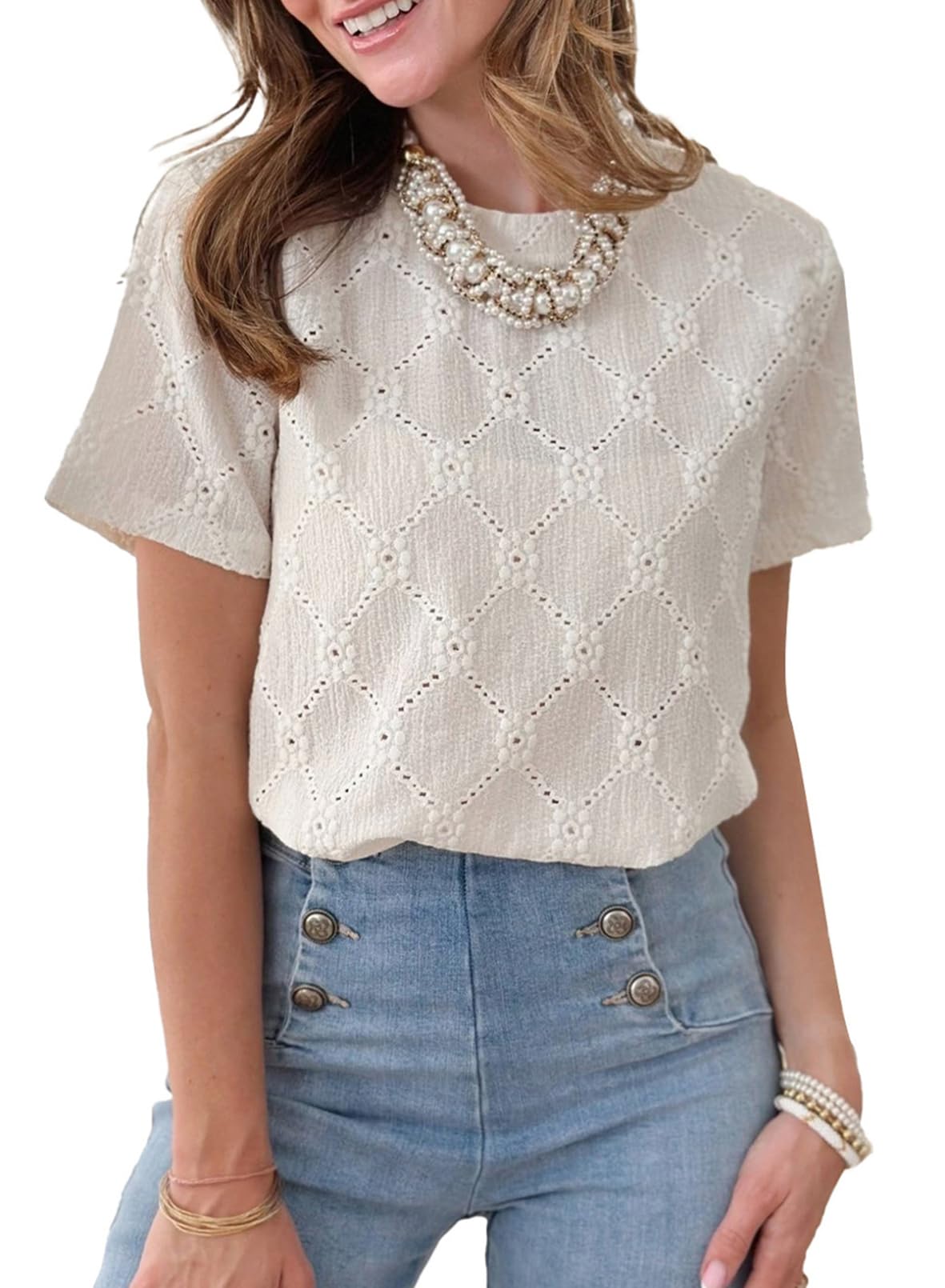 Top Dokotoo Feminino Com Ilhós De Primavera Bordado Branco M