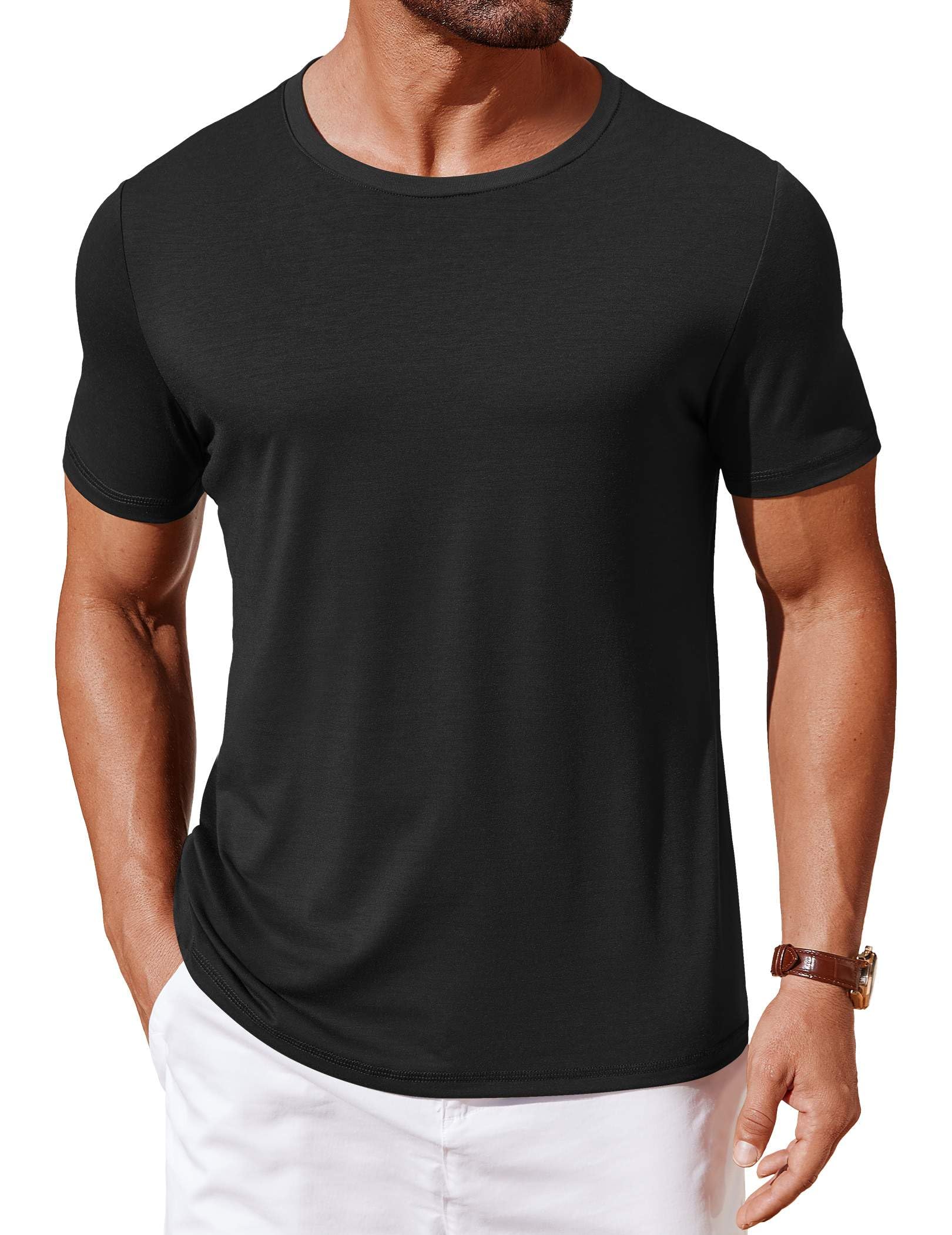 Camiseta Coofandy De Gola Redonda Para Homens, Blusas Básicas De Verão, Preta