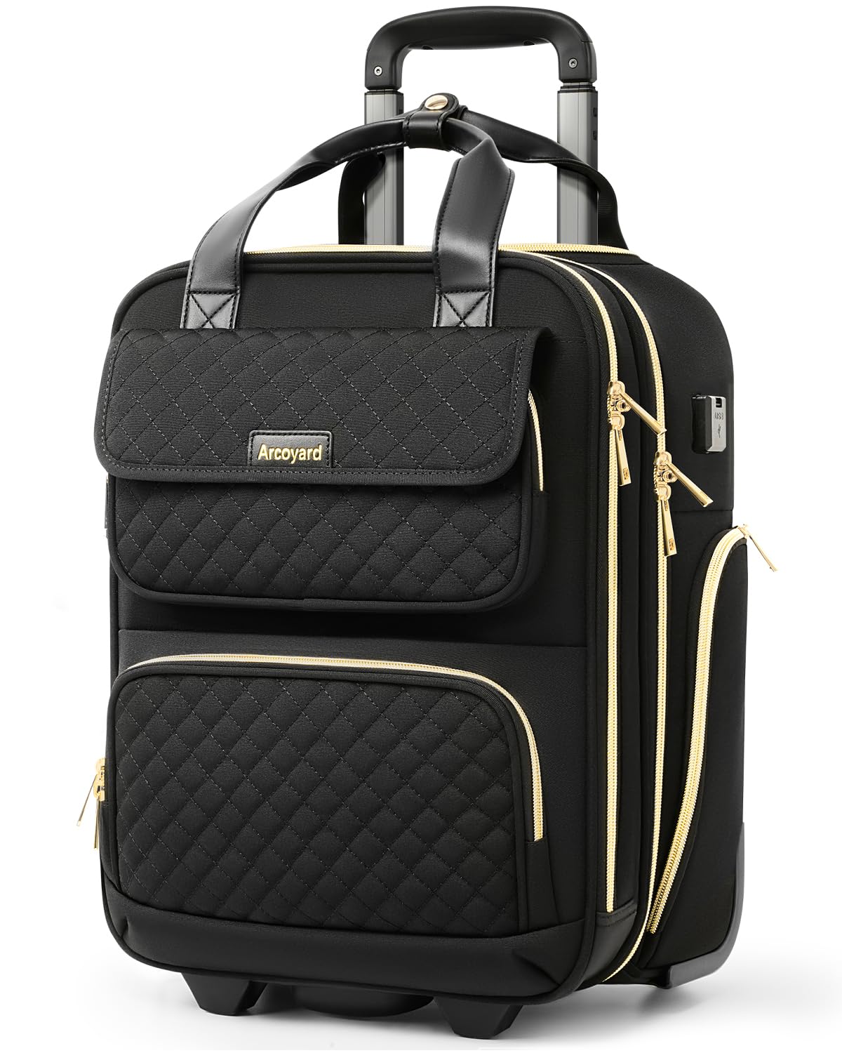 Bagagem De Mão Embaixo Do Assento Arcoyard De 17 Polegadas Com Rodas Pretas