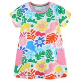 Vestido Grátis Lu Cartoon, Mangas Curtas, Algodão, Menina, 7t, Verde