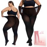 Meias Uislii Plus Size 80d, Semi Opacas, Cintura Alta, 6gg, 2 Pares