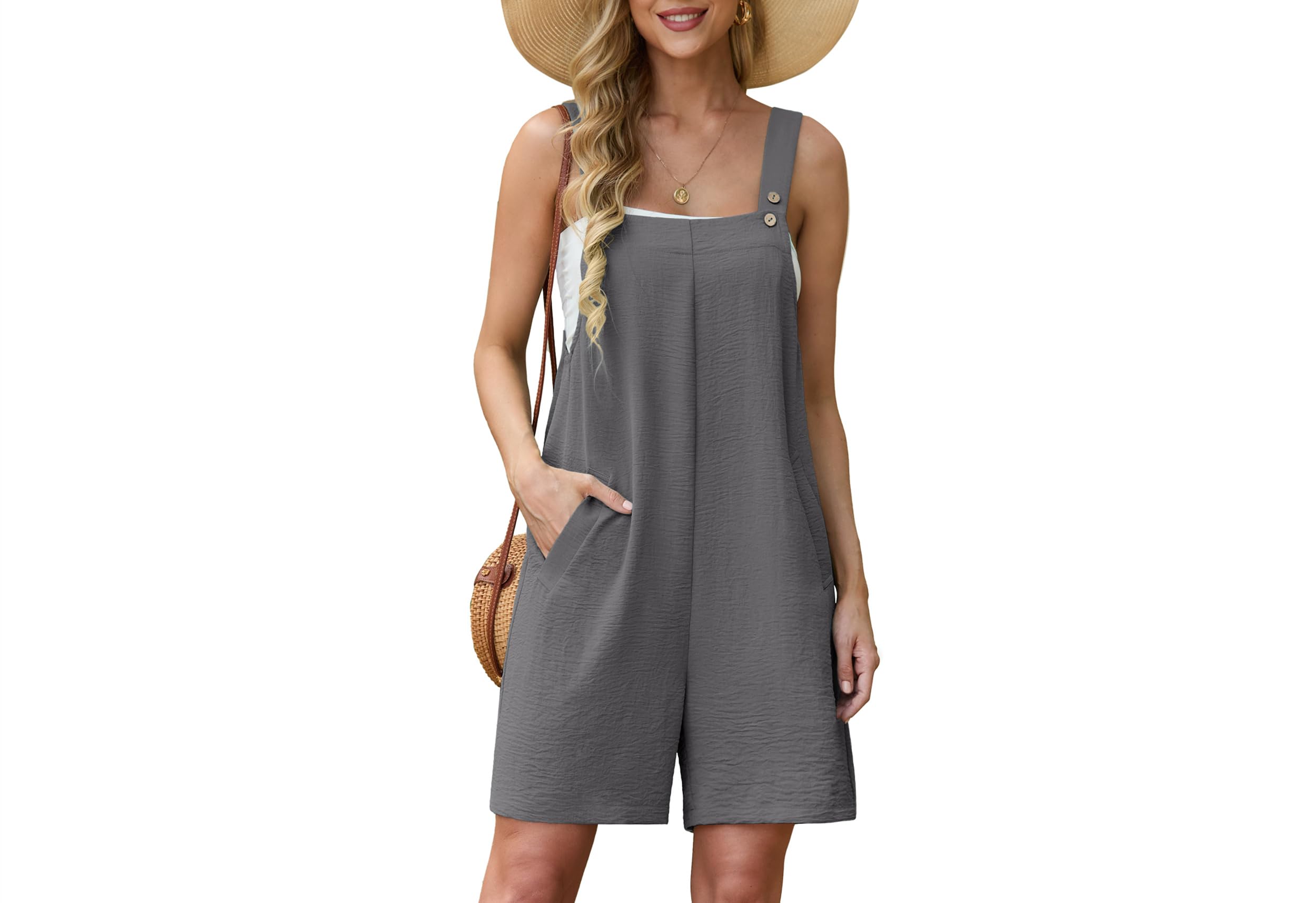 Macacão Lepunuo Summer Boho Para Mulheres Com Bolsos