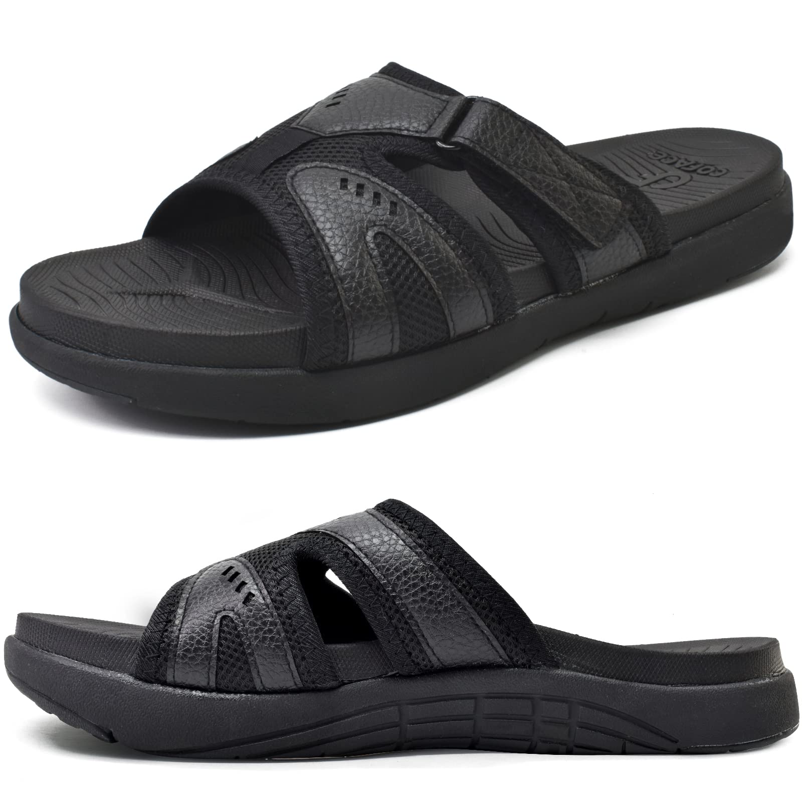 Sandálias De Recuperação Esportiva Coface Para Fascite Plantar Masculinas, Todas Pretas