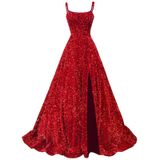 Vestido De Baile Fu Jiang 2025 Para Mulheres Com Alças Finas Vermelhas