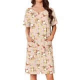 Roupão De Banho Feminino Ekouaer Curto Com Zíper Leve S-3xl Floral