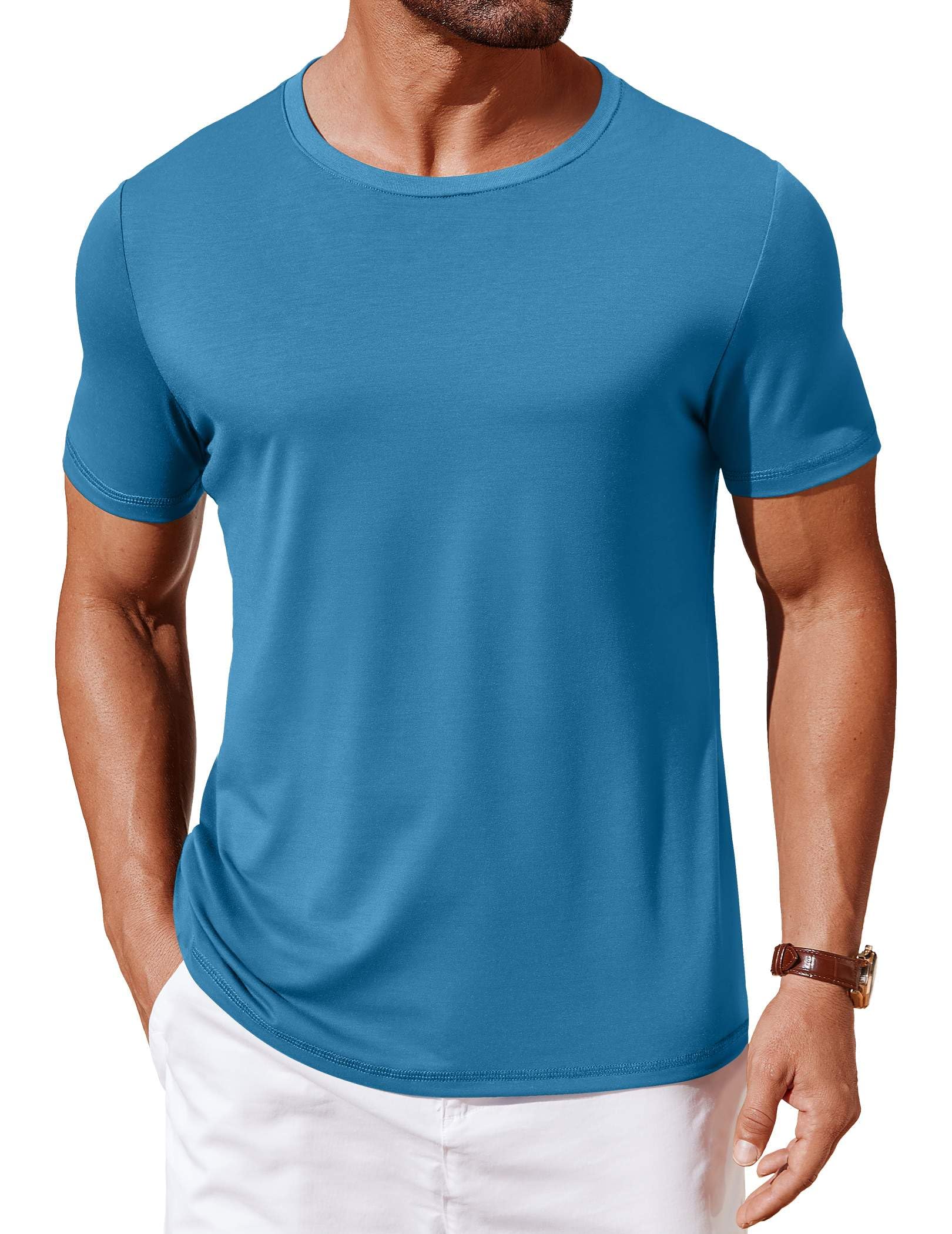 Camiseta Coofandy De Gola Redonda Para Homens, Blusas Básicas De Verão, Pacote Com 1 Pacote