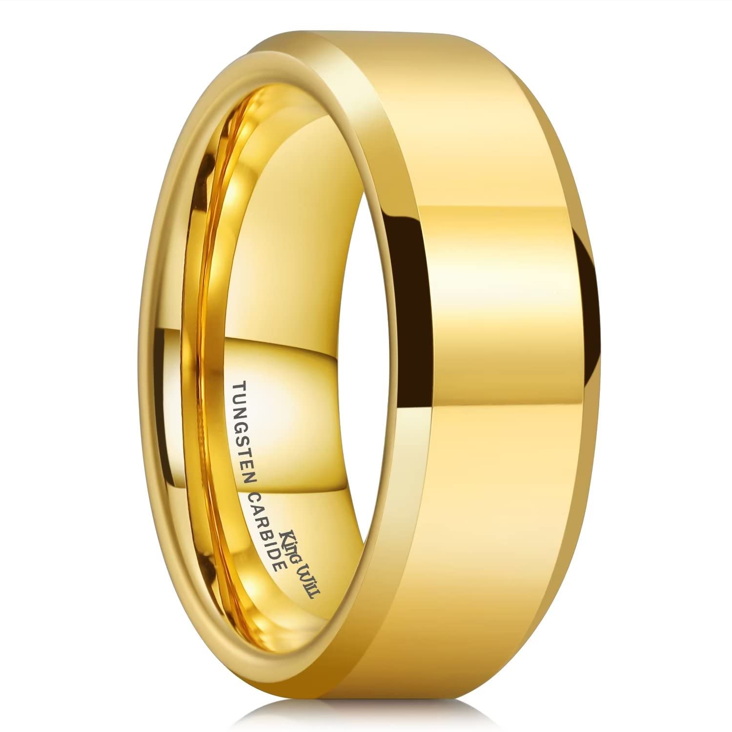 Anel King Will De Carboneto De Tungstênio, Ouro De 8 Mm, Alto Polimento Masculino