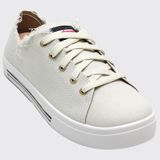 Tenis Casual Flatform Feminino Desfiado Moleca 5667.322.18923 - Branco Off - 37