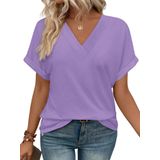 Blusas Wiholl Summer 2025, Moda, Manga Curta, Decote Em V, Poliuretano Claro