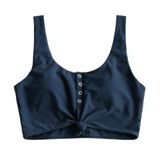 Top De Biquíni Feminino Zaful Com Nó Frontal, Tanquíni Acolchoado Azul M