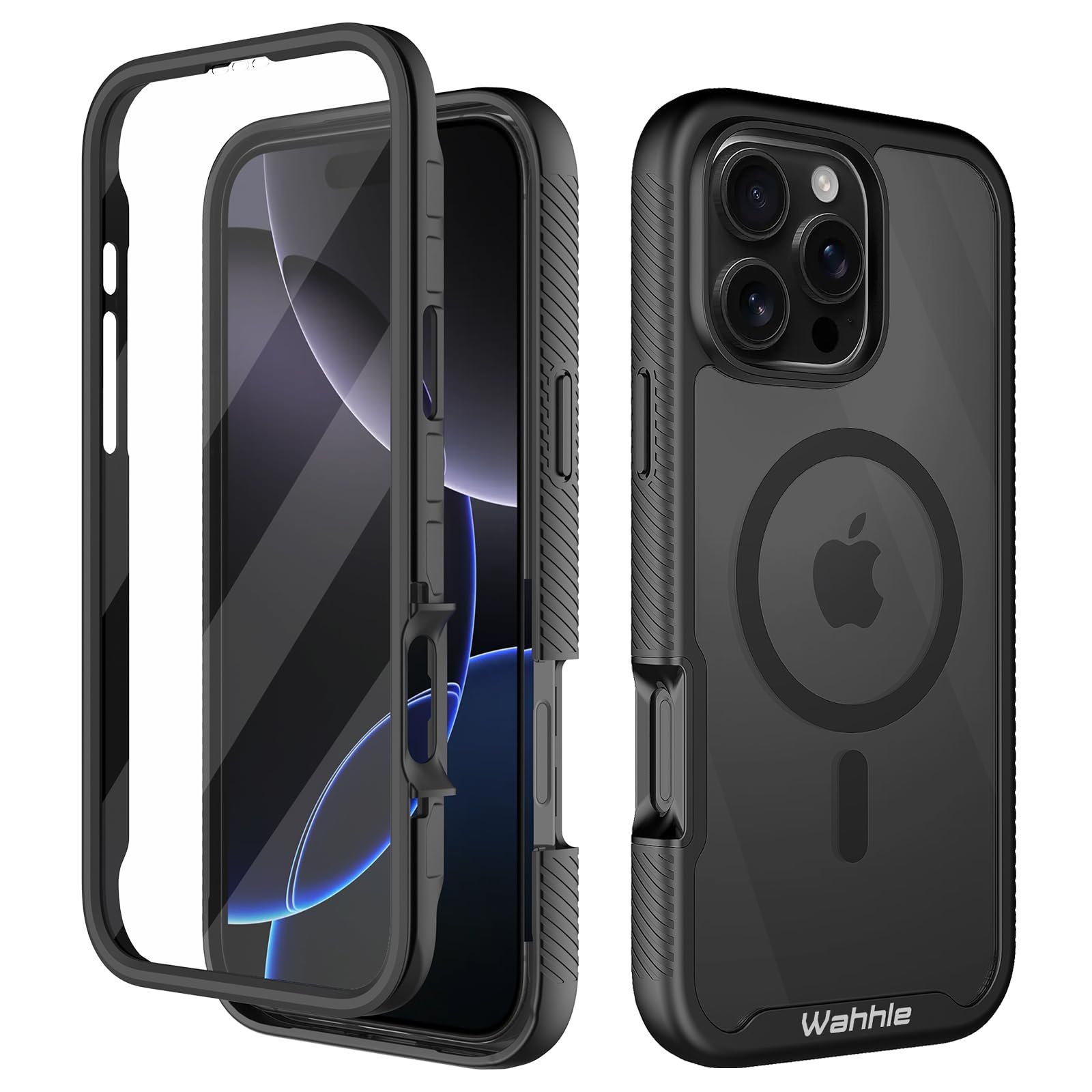 Capa De Telefone Branca Compatível Com Iphone 16 Pro Max Preta