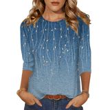 Camiseta Feminina Zeagoo, Estampa De Folhas, Manga 3/4, Primavera E Verão