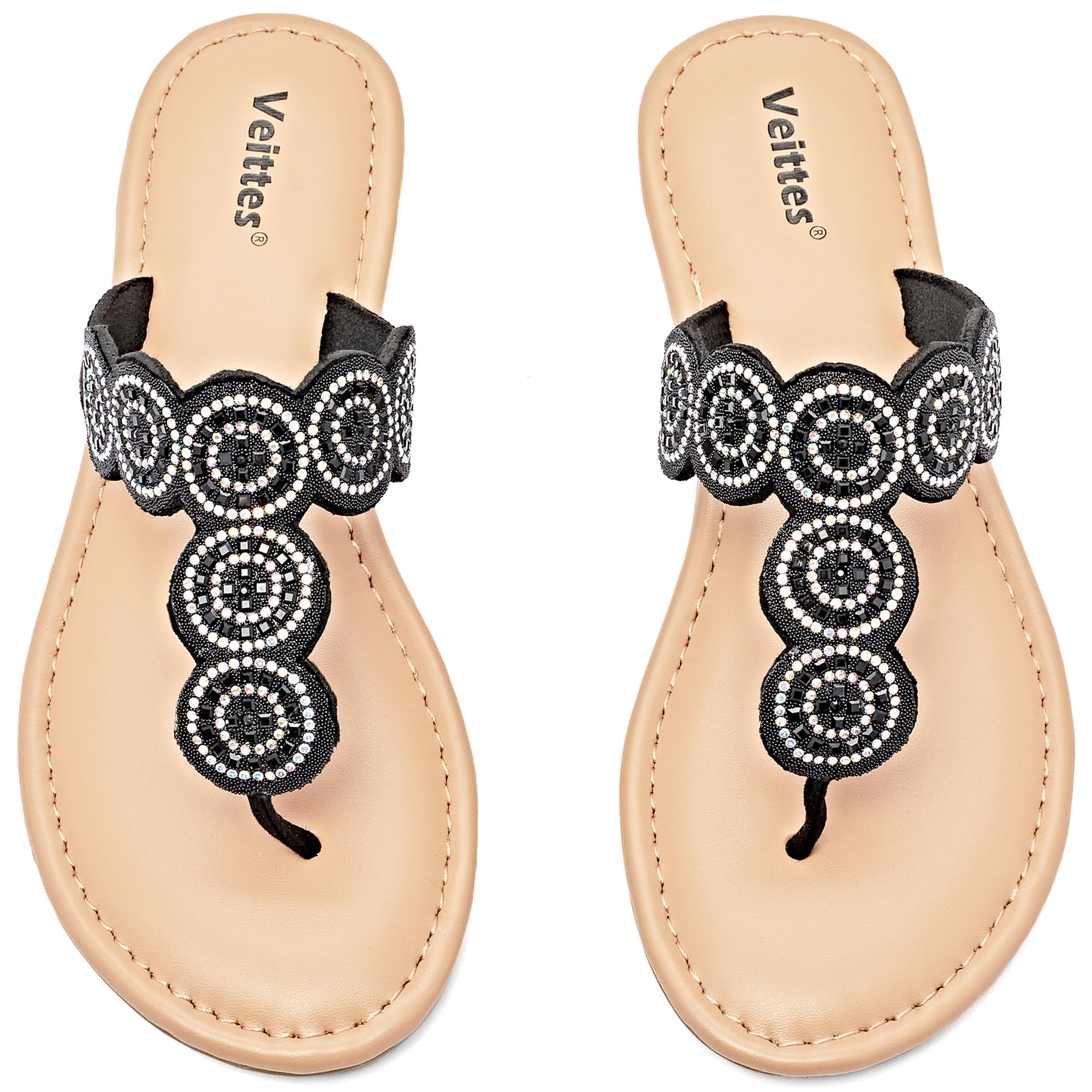 Sandálias Femininas Veittes Flat Slide, Confortáveis E Modernas