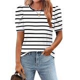 Blusa Túnica Zeagoo Buff Sleeve Para Mulheres Plus Size Branca/preta