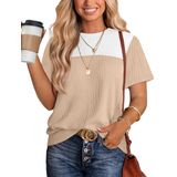 Top Wiholl Business Casual Para Mulheres, Manga Curta, Branca, Cáqui