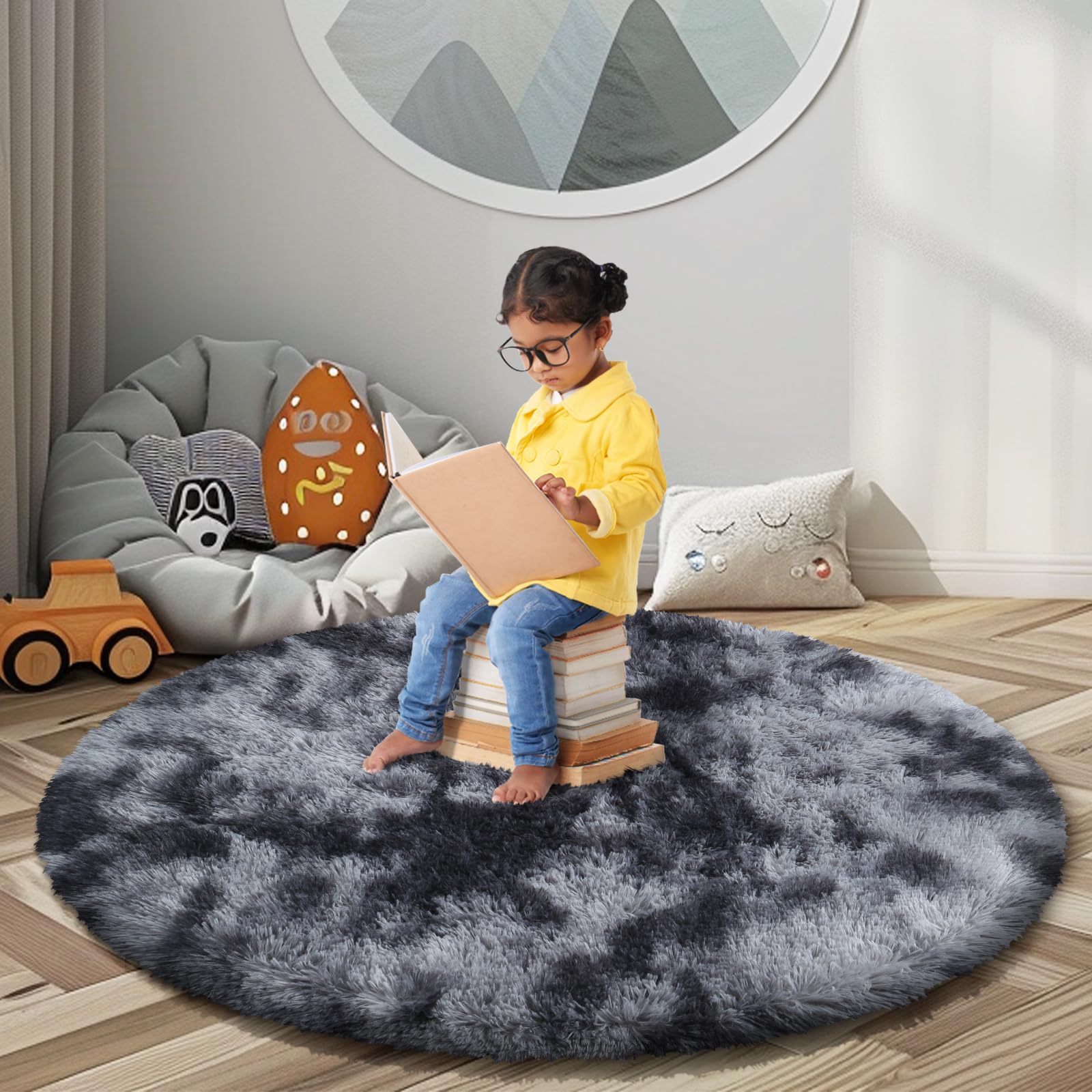 Tapete Area Junhejiamei Super Soft Circle Para Meninas Φ3m