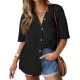 Camisa Hotouch Com Gola Folgada E Manga Curta Feminina Preta Gg