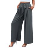 Calças Palazzo Teepie, Cintura Alta, Perna Larga, Comprida, Cinza, Feminina