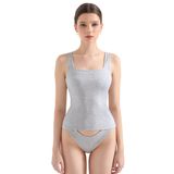 Camiseta Regata Feminina Suuksess Com Nervuras De Algodão E Acolchoada Xs Flower Grey