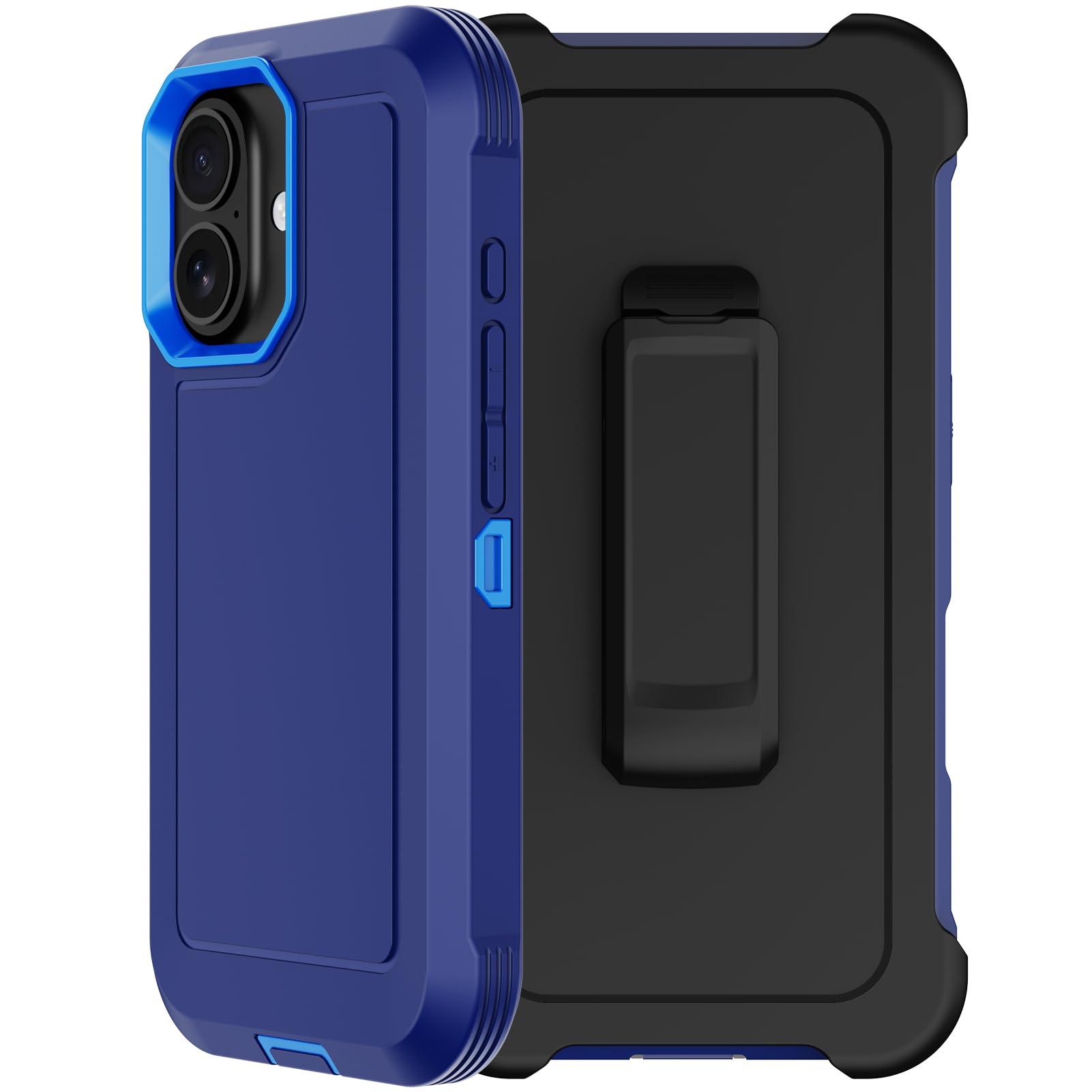 Capa Rubcase Para Iphone 16 De 6,1 Polegadas Com Clipe De Cinto Azul