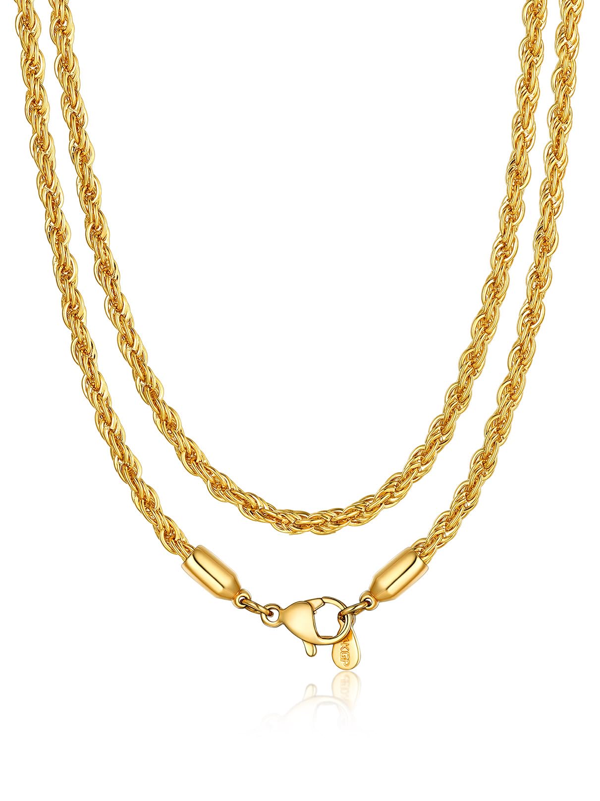 Colar Bandmax Gold Rope Chain 3 Mm, Aço Inoxidável, 26 Cm