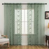 Cortinas Kym Rose Olive Green Sheer 183x183cm 2 Painéis
