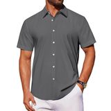Camisa Masculina J.ver De Manga Curta Com Botões Cinza Escuro 3gg