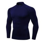 Camisa De Compressão Queerier Masculina De Gola Alta De Manga Comprida Azul Marinho