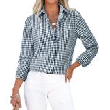 Camisa Social Xadrez De Siliteelon Feminina De Manga Comprida Com Botões