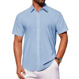 Camisa Masculina J.ver De Manga Curta Com Botões, Algodão Azul, 4gg