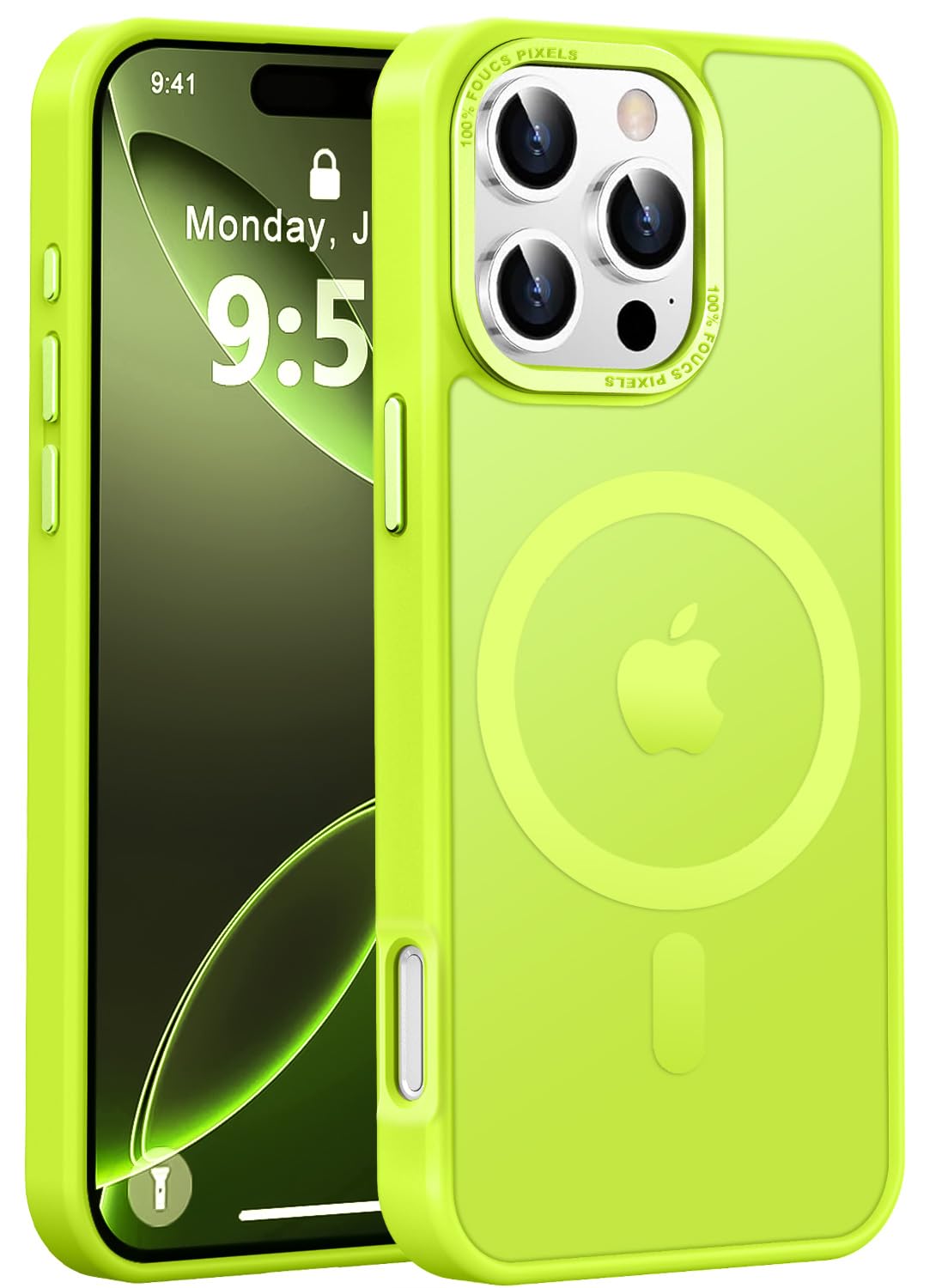 Capa De Telefone Newfuture Projetada Para Iphone 16 Pro Verde Fluorescente