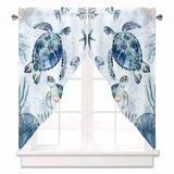 Cortina Valance Ayttbis Sea Turtle Swag Para Windows 71x91cm