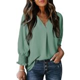 Blusa Feminina Dokotoo Com Decote Em V, Manga Curta, Verde Menta
