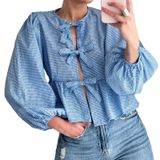Blusa Mangmao Tie Front Peplum Leopard Print Y2k Para Mulheres